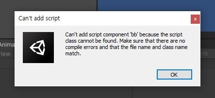 유니티 Can'T Add Script 오류
