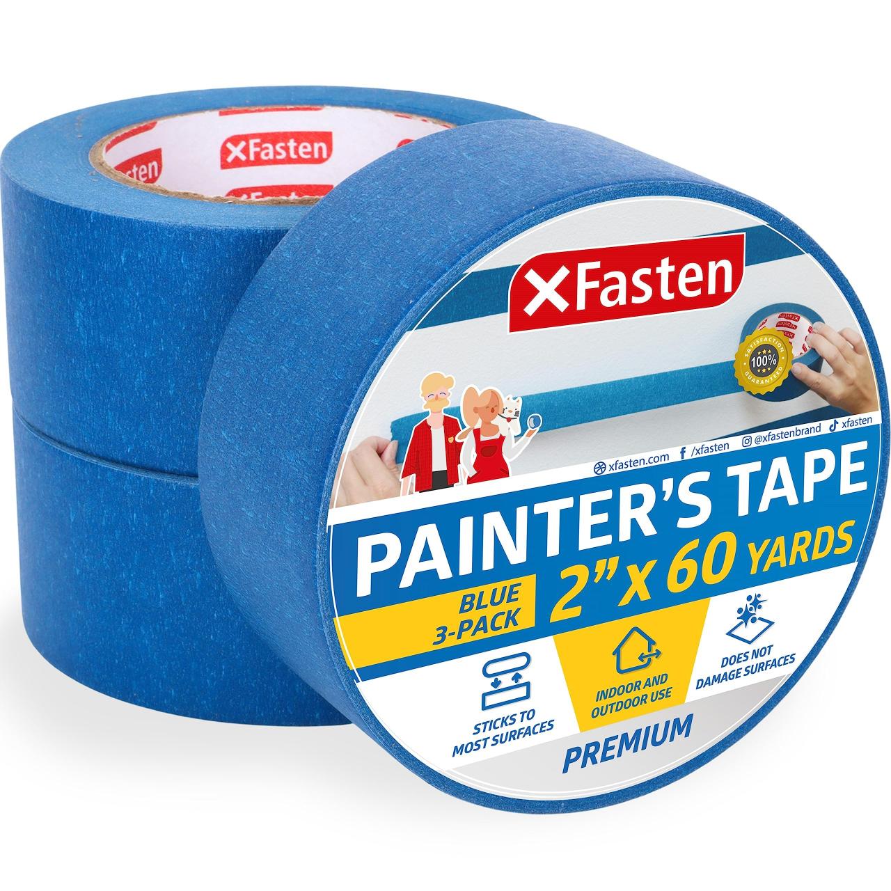 Xfasten Professional Blue Painters Tape 2 Inch X 60 Yards (3-Pack) Bulk  Blue Masking Tape For Painting Walls | Residue-Free - Amazon.Com