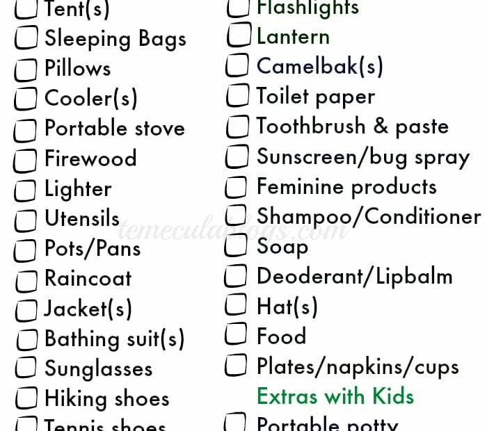Thing To Pack For Camping - Free Camping Checklist Printable Pdf