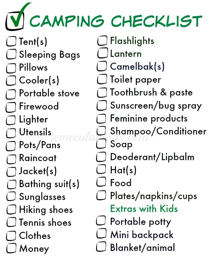 Thing To Pack For Camping - Free Camping Checklist Printable Pdf