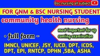 Important Full Form Name For Community Health Nursing - Youtube