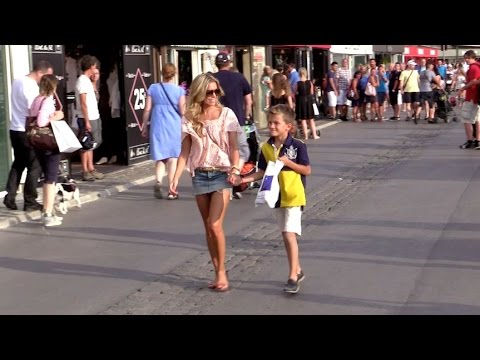 Sylvie Meis and her son Damian van der Vaart on St Tropez harbour