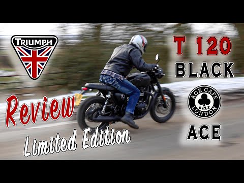 Triumph T120 Ace Black Limited Edition Review. Ace Cafe 1200cc Bonneville Modern Classic Motorbike